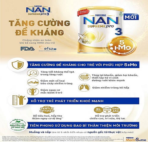 Nestlé Việt Nam chính thức ra mắt sản phẩm  NAN SUPREME PRO 3 với công thức đột phá bổ sung 5 loại HMOs, giúp trẻ tăng cường sức đề kháng